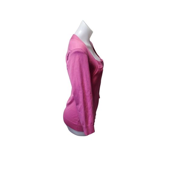 Vintage WR Hot Pink Silk Blend Ribbed Sweater Top XL Barbiecore Preppy Retro - Picture 3 of 7